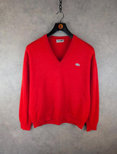 Lacoste Jumper Mens L Large Red Vintage 90s Pullover Wool