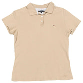 Tommy Hilfiger Polo Shirt Womens Medium M Beige Short Sleeve