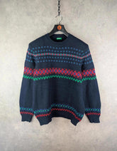 United Colors of Benetton Jumper Mens XL Extra Large Navy Vintage Wool Pullover
