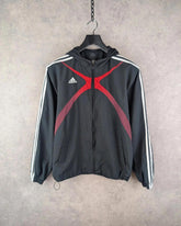 Adidas Jacket Mens M Medium Black Y2K Hooded Full Zip