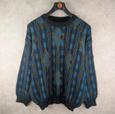 Hom Jumper Mens XL Extra Large Blue Knitted Vintage Pullover