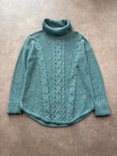 L.L. Bean Roll Neck Jumper Women’s Medium Blue Cable Knit Chunky Knit
