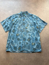 Vintage 1990s Shirt Men’s Large Blue Abstract Pattern Short Sleeve Retro