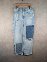BDG Jeans Womens W32 L32 Blue Denim Patchwork Wide-Leg