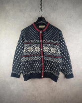 L.L Bean Cardigan Womens L Large Navy Wool Vintage 80s