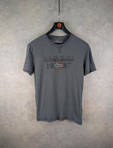 Napapijri T-Shirt Mens M Medium Grey Y2K Short Sleeve