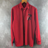 Y2K Shirt Dragon Embroidery Long Sleeve Red Men's XL