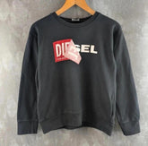 Diesel Jumper Mens Small S Black Cotton Pullover