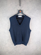 St Michael Vest Mens Large L Navy Knitted Pullover Vintage 90s