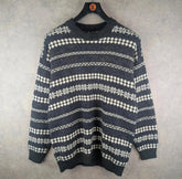 Vintage Jumper Mens L Large Grey Knitted Retro Pullover