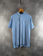Ralph Lauren Polo Shirt Mens Medium M Blue Vintage 90s Short Sleeve