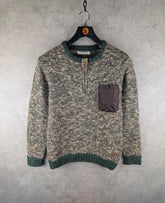 Anerkjendt Jumper Mens Medium M Brown Quarter Zip Wool