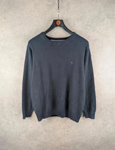 Tommy Hilfiger Jumper Mens Large L Navy Knitted Pullover