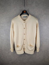 WoolOvers Jumper Womens Large L Yellow Vintage Wool Knitted Cardigan