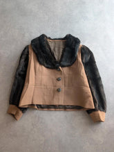 Vintage 1960s Jacket Women's Medium Brown Faux Fur Cropped Mod Retro