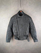 Vintage Motorcycle Jacket Mens L Large Black Leather
