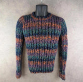 Hand Knitted Jumper Womens Extra Small XS Multicoloured Knitted Pullover