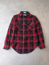 Vintage 1980s Wool Overshirt Mens Size Small Red Checked Flannel Workwear