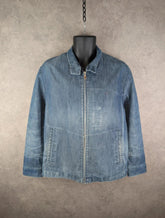 Playboy Jacket Womens L Large Blue Y2K Denim Full Zip