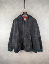 Carhartt Jacket Mens XXL 2XL Vintage 80s Black Velour Hoodie Full Zip