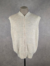 L.L.Bean Knitted Wool Gilet – Men’s Large – Cream – 80s Vintage Made in USA