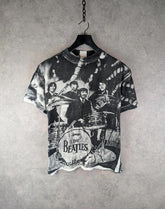 Vintage Fantasy Beatles T-Shirt Mens Large L All Over Print Black/White