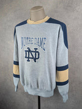 90s Notre Dame Midwest Embroidered Pullover Jumper – Men's L – Grey & Navy