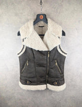 Gilet Womens Small S Brown Y2K Sherpa Fleece