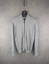 Trussardi Jumper Mens S Small Grey Knitted Full Zip