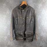 Vintage Belstaff Motorcycle Jacket Brown Leather Mens Large
