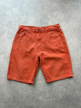 Vintage 1990s Denim Shorts Men’s W33 Orange Jean Shorts Retro Skater Surf