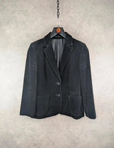 St Michael Blazer Womens Large L Black Velvet Vintage 80s