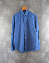 Polo Ralph Shirt Mens Medium M Blue Long Sleeve