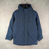 Lands End Coat Womens L Large Navy Hood Padded Insulated