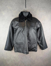 Sardar Jacket Womens XS Extra Small Leather Black Oversized Vintage 90s