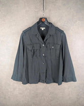 Whistles Shirt Womens Medium M Grey Button-Up Utility