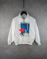 Trigema Sweatshirt Womens M Medium White Vintage 80s Quarter Zip