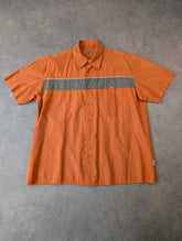 Y2K Shirt Mens Large Short Sleeve Utility Skater Button Up Orange