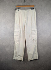 Next Trousers Mens W30 L29 Cream Y2K Cargo Lightweight Comfort