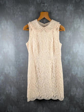 Lucy In Disguise Silk Floral Sleeveless Dress Cream Size 10