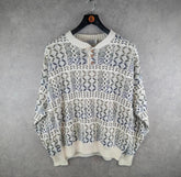 Ashley Jumper Mens L Large Cream Knitted Vintage Pullover Retro