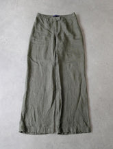 Ralph Lauren Purple Label Linen Trousers Women’s Small Khaki Wide Leg 100% Linen