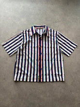 Vintage 1990s Shirt Men’s Large White Blue Red Stripe Pointed Collar Retro