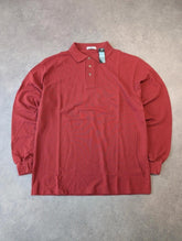 St Michael Vintage 1990s Polo Shirt Men’s Medium Red Long Sleeve Deadstock