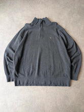 Gant Pullover Jumper Men’s 3XL Grey Cotton Casual Knitwear Quarter Zip