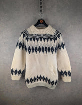 Hand Knit Jumper Womens L Large Vintage Knitted Pullover