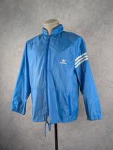 Adidas Windbreaker Vintage 1970s Blue Nylon Track Jacket Men’s Large