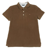 Tommy Hilfiger Polo Shirt Womens Medium M Brown Short Sleeve