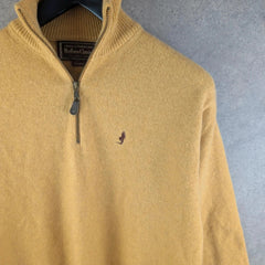 Marlborough Classics Jumper Mens Large L Mustard Knitted Quarter Zip