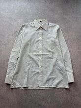 Vintage 1970s Shirt Men’s Large White Geometric Print Dagger Collar Retro Mod
